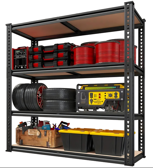 Heavy Duty 4-Tier Shelving Unit – 2000 lbs Capacity, Adjustable Garage & Pantry Rack, 59.8”H x 40”W x 19.7”D, Black Steel – 50% Off