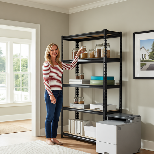 Heavy Duty 5-Tier Shelving Unit – 2000 lbs Capacity, Adjustable Garage & Pantry Rack, 72” H × 35.5” W × 15.8”D, Black Steel – 50% Off