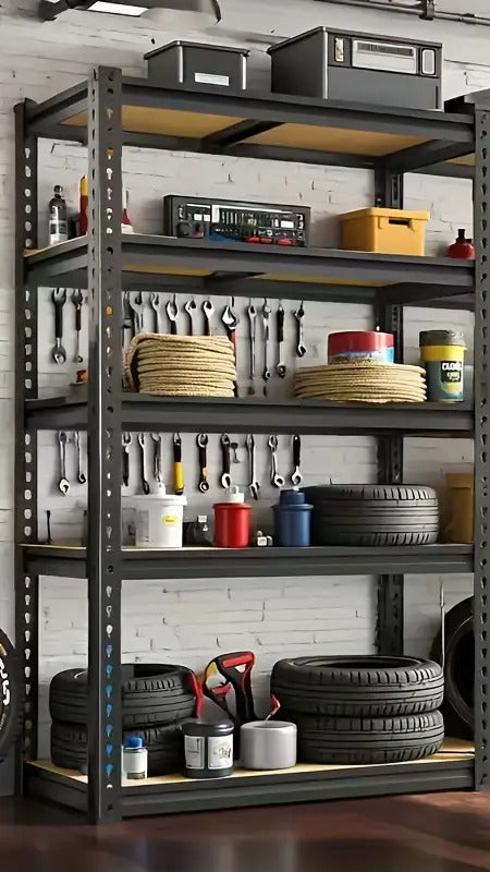 Heavy-Duty 5-Tier Metal Shelving Unit - 2000 Lbs Capacity, Adjustable Freestanding Garage Storage Rack | Easy Assembly, Powder-Coated Frame (60" H x 28" W x 12" D)|Basement, Pantry, Utility