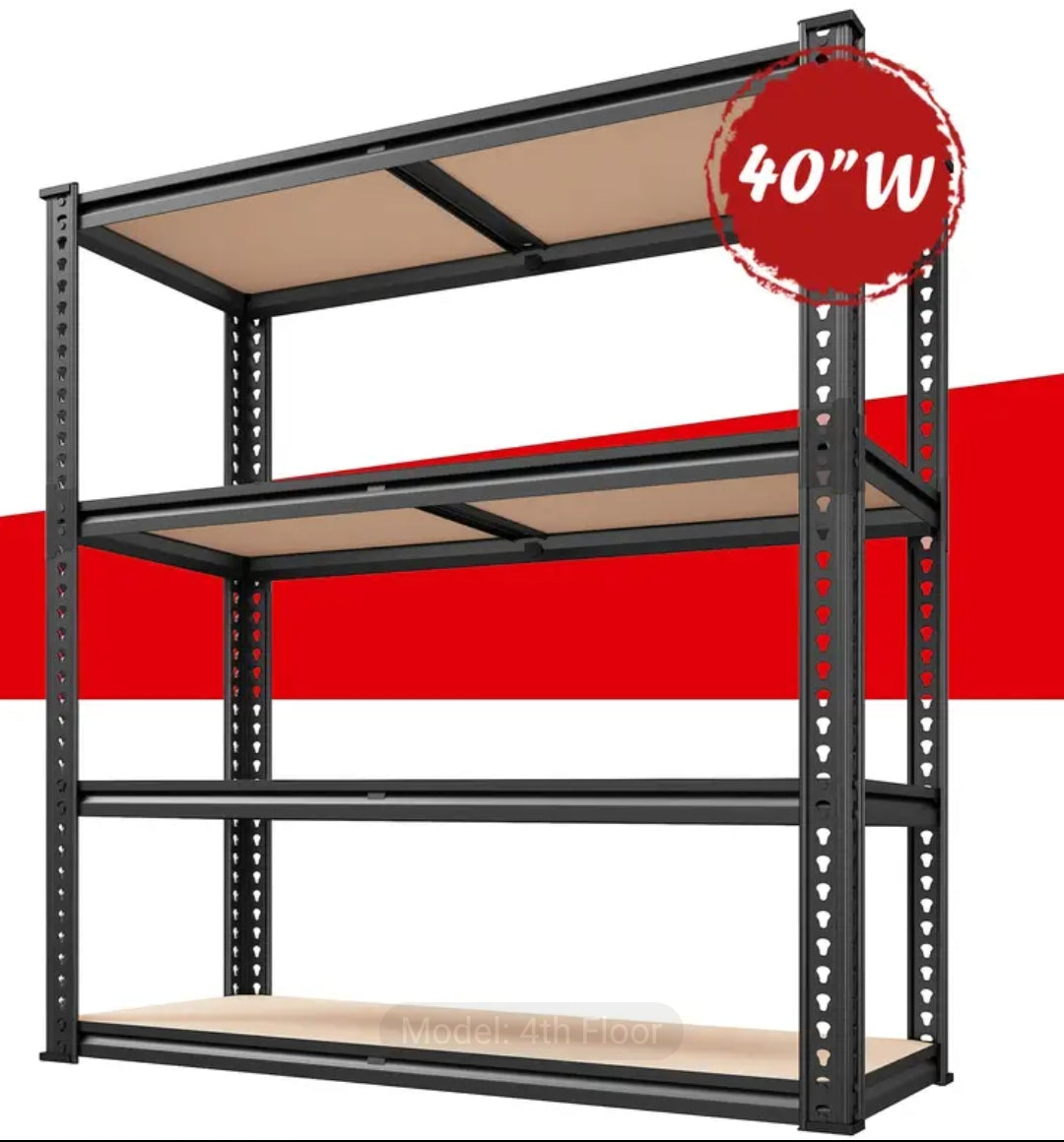 Storage rack with wooden shelves on a white background