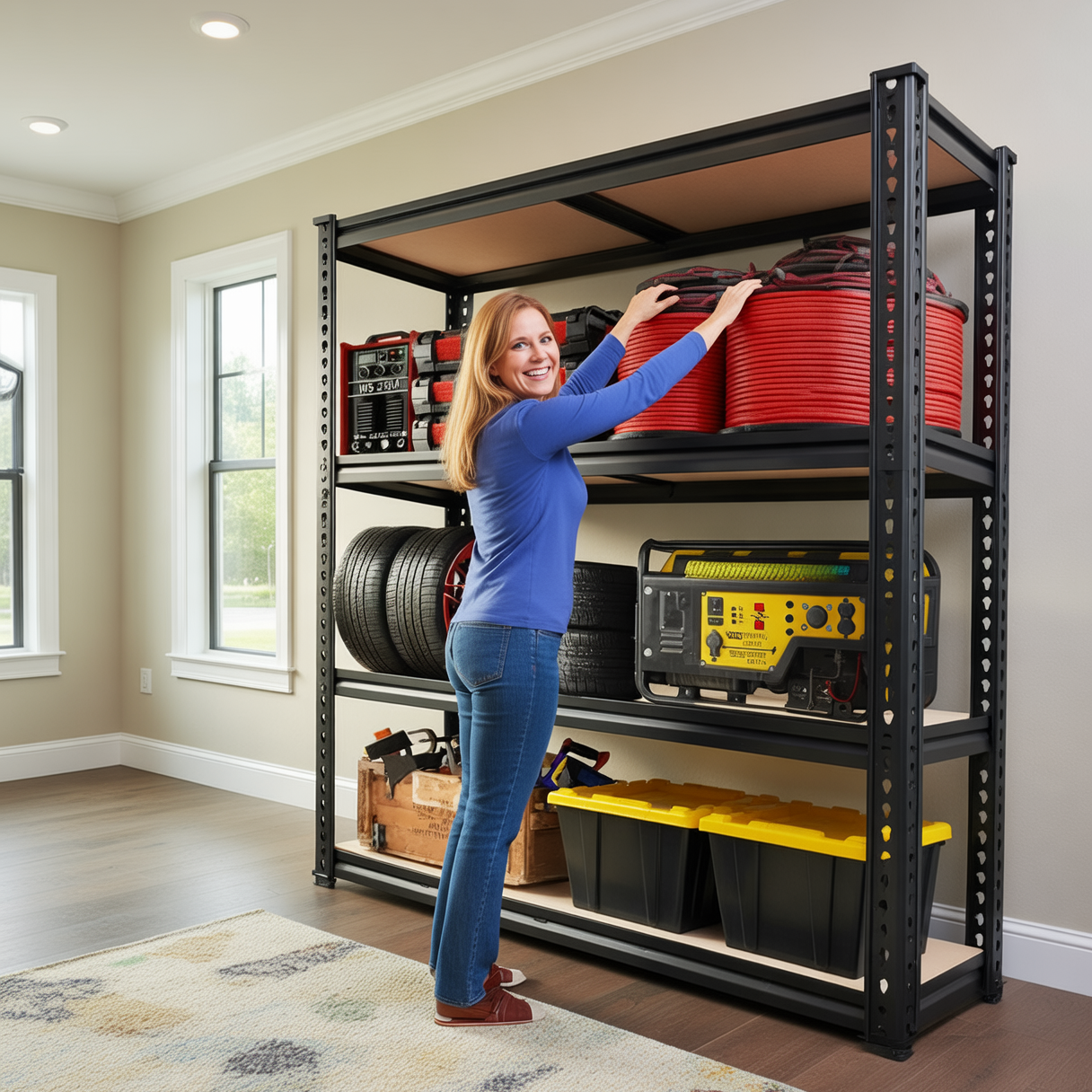3-Layer Plastic Stackable Storage Bins with Wheels, Transparent Front