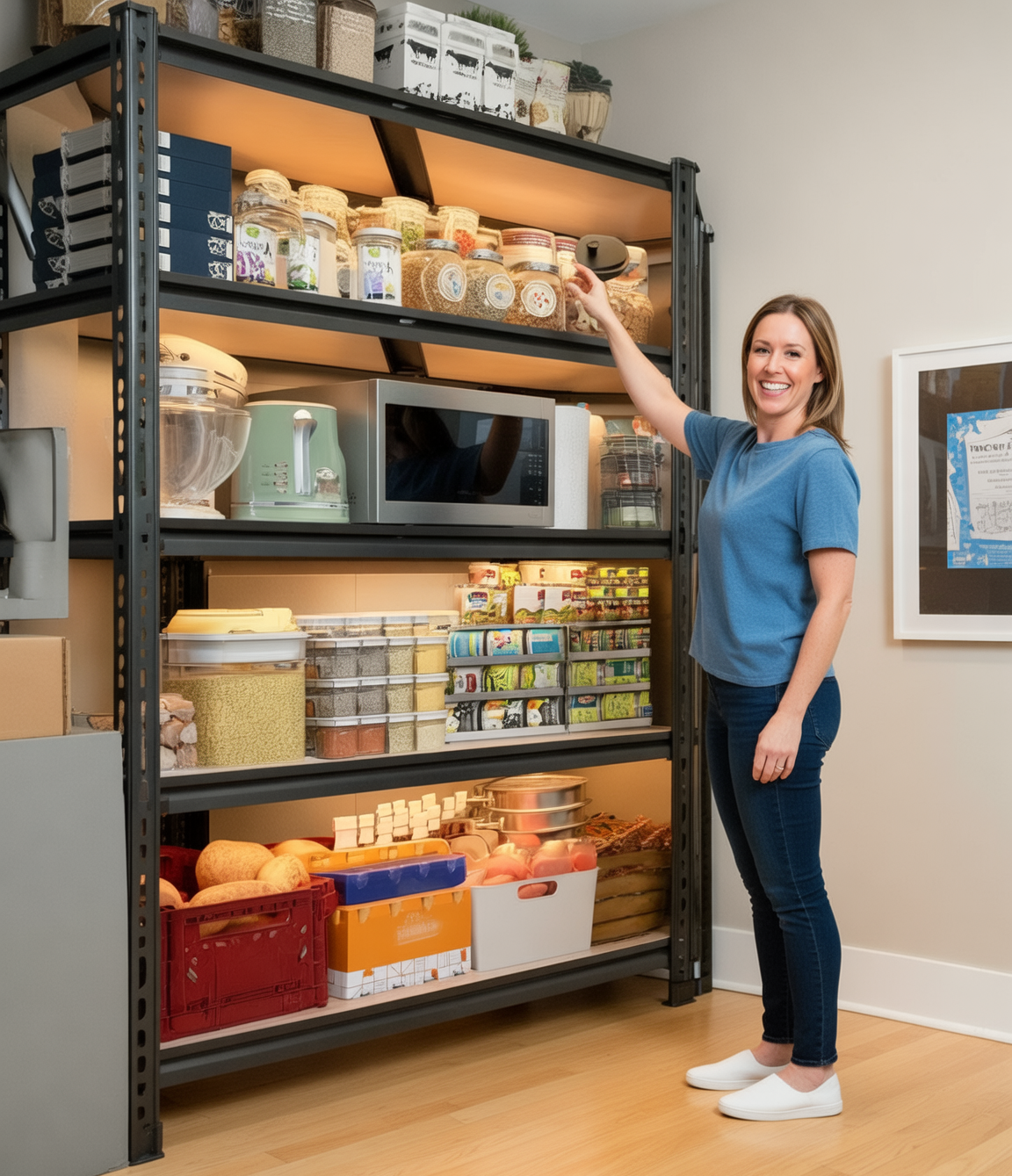 Heavy Duty 5-Tier Shelf: 2500 lbs capacity, adjustable garage/pantry storage. Black steel, easy assembly