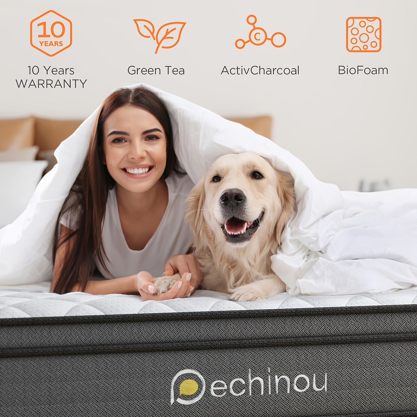 Medium Firm Pocket Coil Mattress: Motion Isolation, Pressure Relief. Queen (8”)/Full (6”). Comfort for all sleep positions.