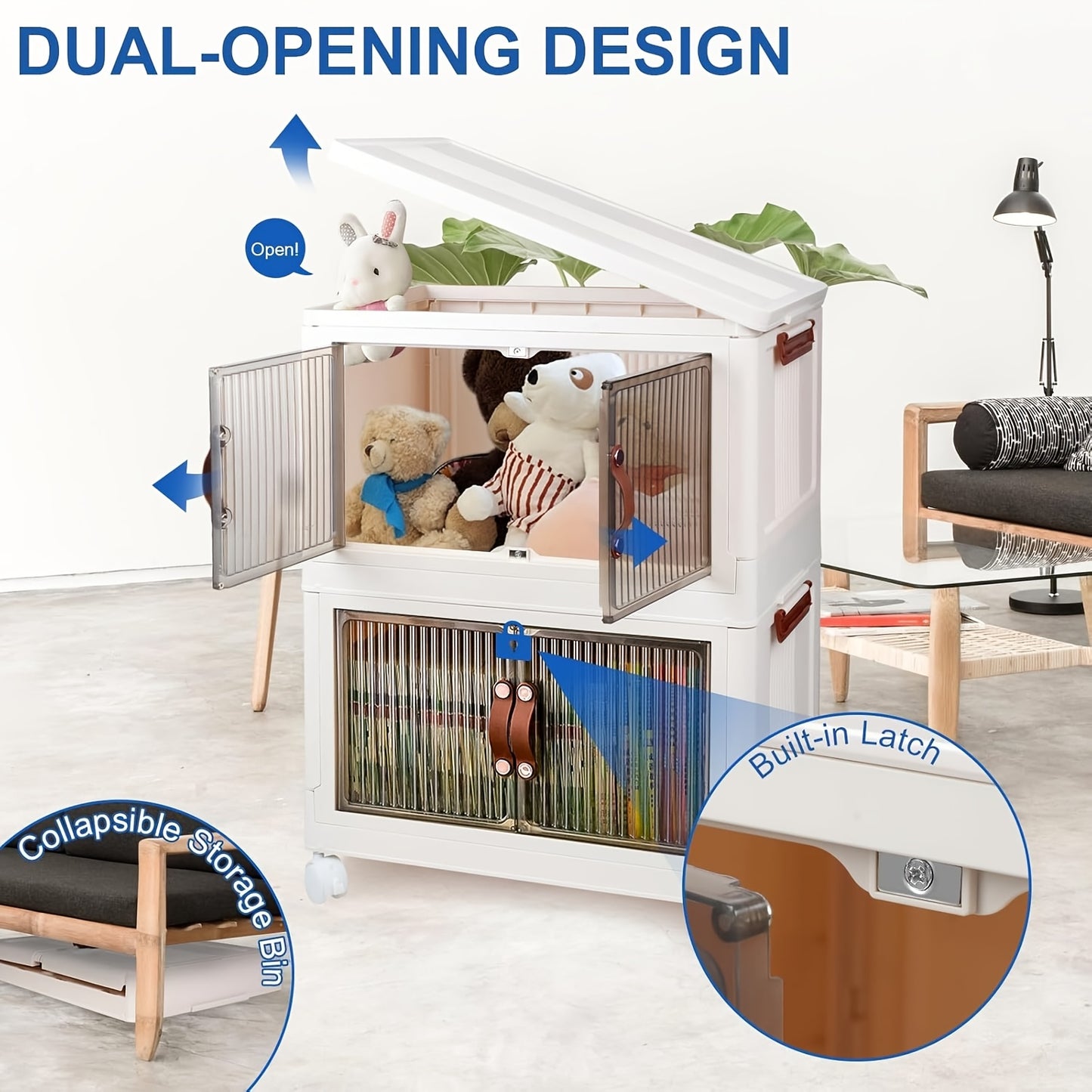 3-Layer Storage Box with Wheels | Stackable Organizer| Storage shelves USA