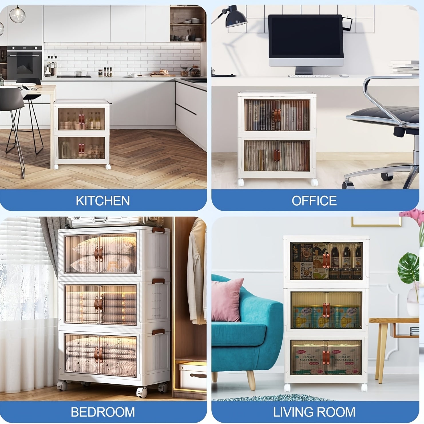 3-Layer Storage Box with Wheels | Stackable Organizer| Storage shelves USA