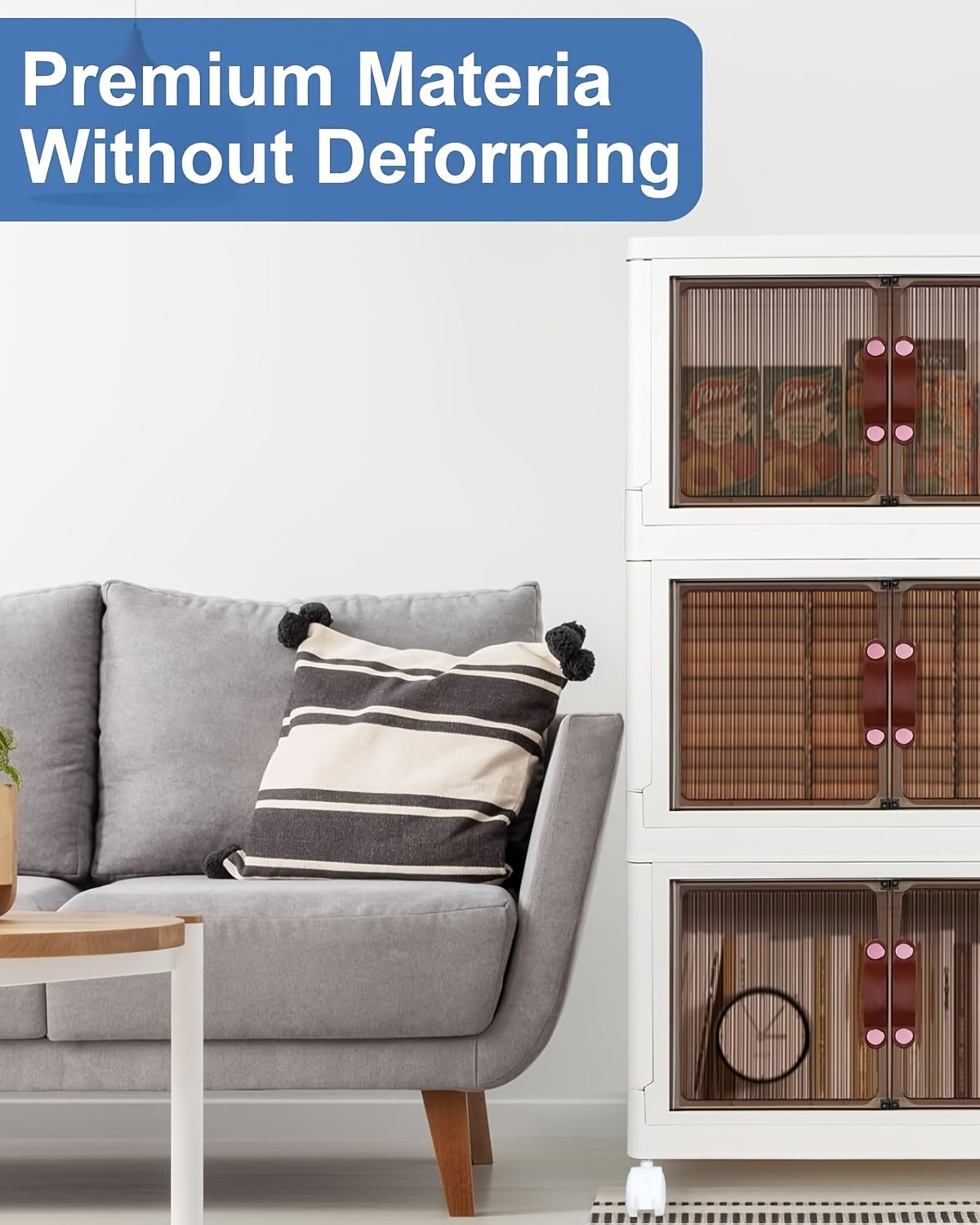 3-Layer Plastic Stackable Storage Bins with Wheels, Transparent Front Organizer for Clothes, Toys & Home Use (87×49×32cm)|50% OFF