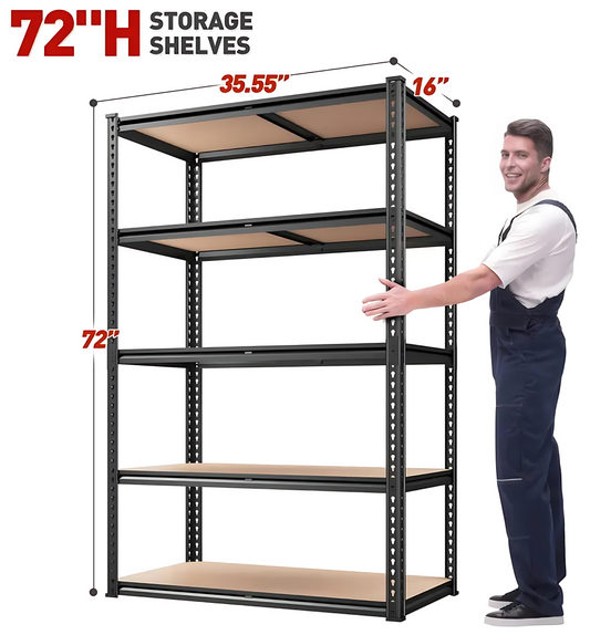 Storage Shelves USA| Heavy Duty Shelve –5-Tier- 2000lbs, Adjustable Racking Shelves & Metal Storage Rack for Garage, Home, and Basement Organization