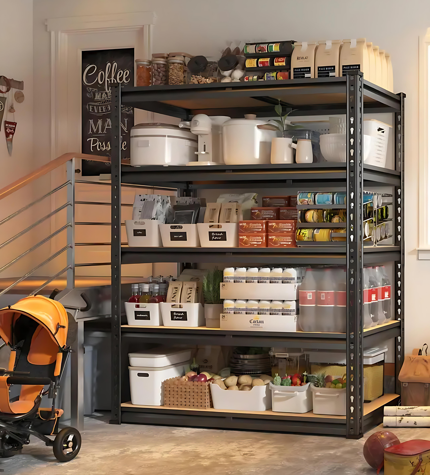 Storage Shelves USA| Heavy Duty Shelve –5-Tier- 2000lbs, Adjustable Racking Shelves & Metal Storage Rack for Garage, Home, and Basement Organization