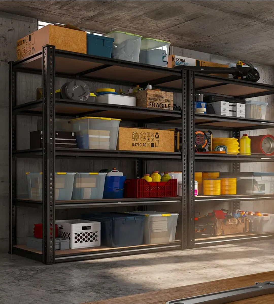Heavy Duty Metal Shelving Unit – 5 Tier Adjustable Garage Storage Shelf, 2500LBS Capacity, 72”H × 40"W x 20"D, Black