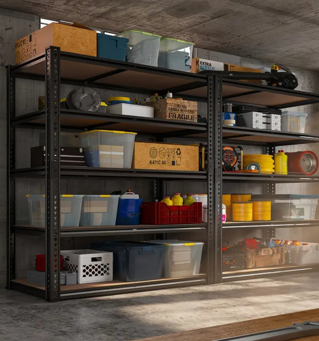 Heavy Duty Metal Shelving Unit – 5 Tier Adjustable Garage Storage Shelf, 2500LBS Capacity, 72”H × 40"W x 20"D, Black