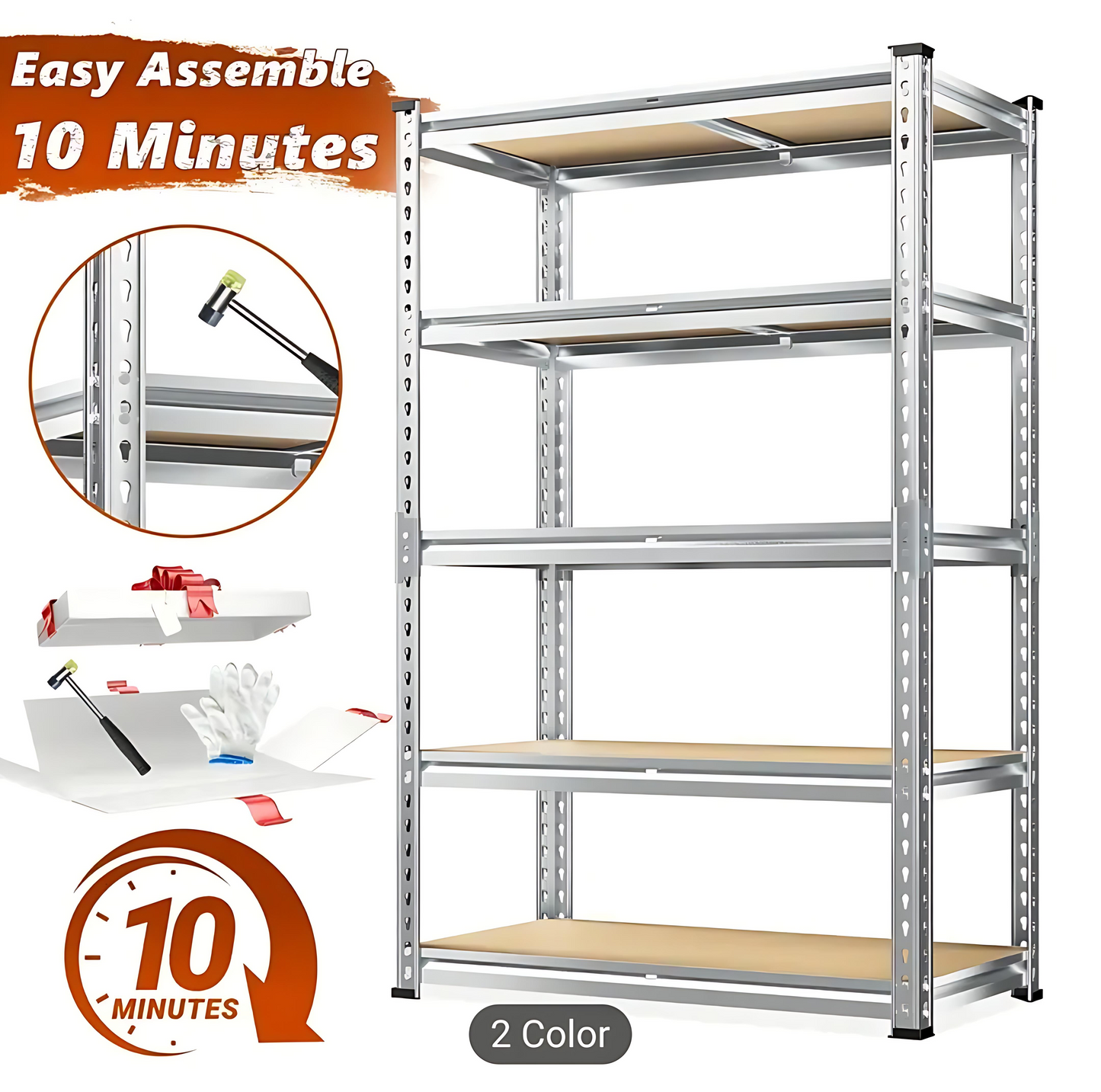 Heavy Duty Metal Shelving Unit – 5 Tier Adjustable Garage Storage Shelf, 72" Galvanized Steel| 2020 LB Capacity