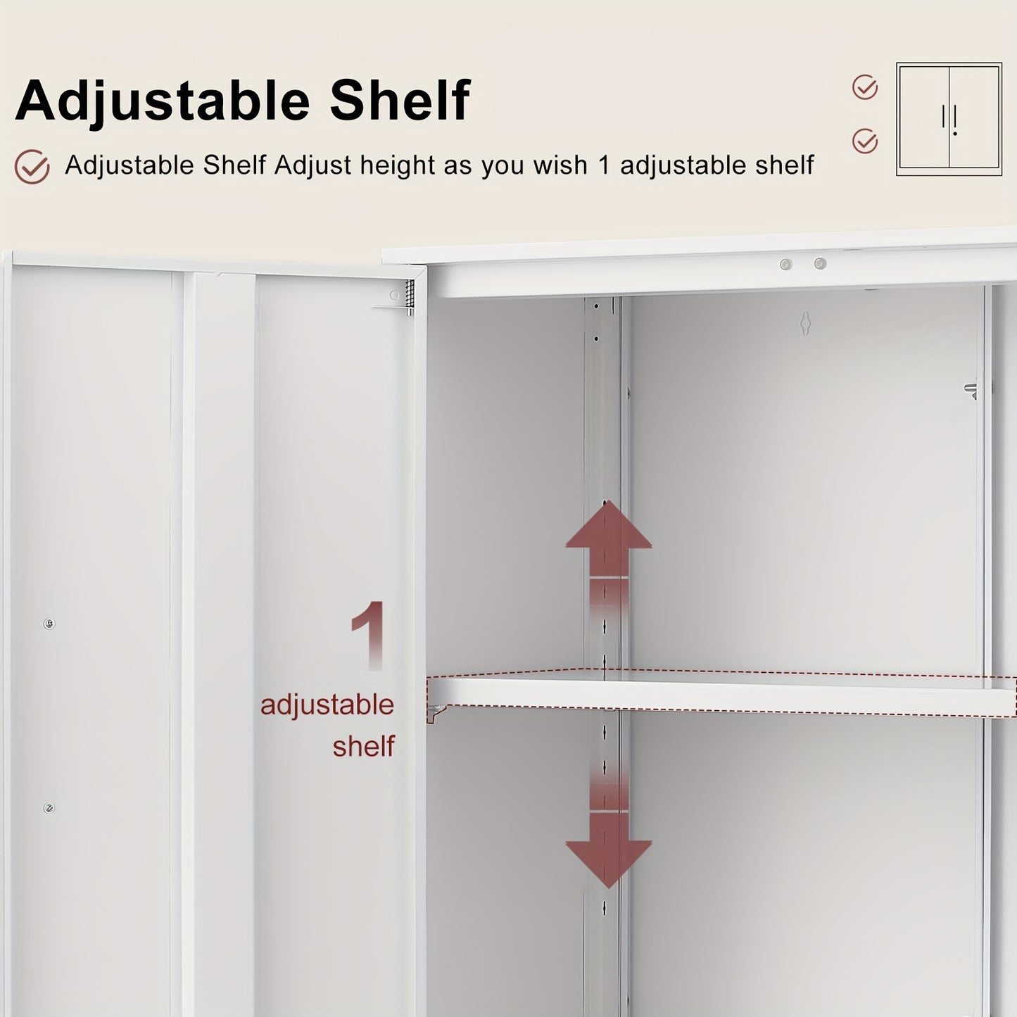 Lockable Metal Wall Cabinet| Wall Mounted Garage Storage|  Adjustable Shelves| Contemporary Style | Heavy-Duty Steel Construction