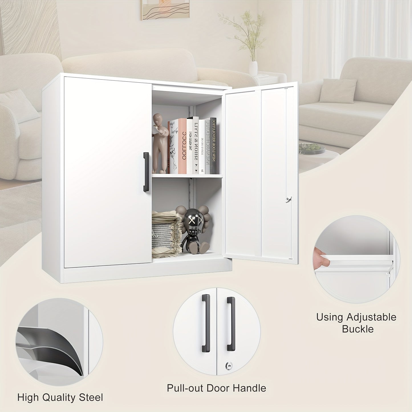 Lockable Metal Wall Cabinet| Wall Mounted Garage Storage|  Adjustable Shelves| Contemporary Style | Heavy-Duty Steel Construction