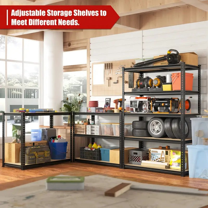 Heavy Duty 5-Tier Shelving Unit – 2000 lbs Capacity, Adjustable Garage & Pantry Rack, 72” H × 35.5” W × 15.8”D, Black Steel – 50% Off
