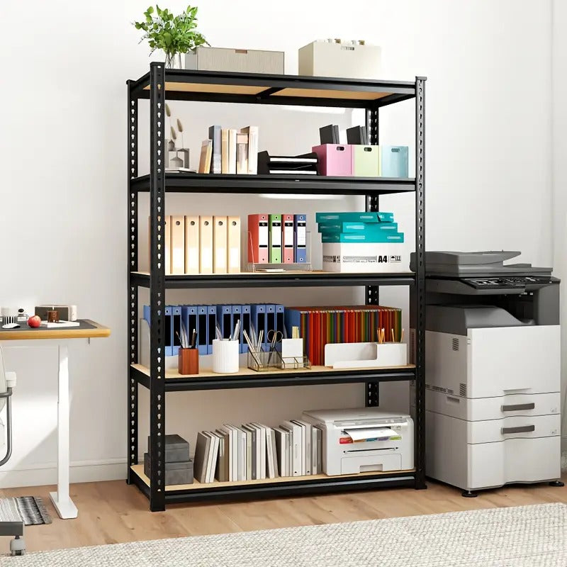 Heavy Duty 5-Tier Shelving Unit – 2000 lbs Capacity, Adjustable Garage & Pantry Rack, 72” H × 35.5” W × 15.8”D, Black Steel – 50% Off