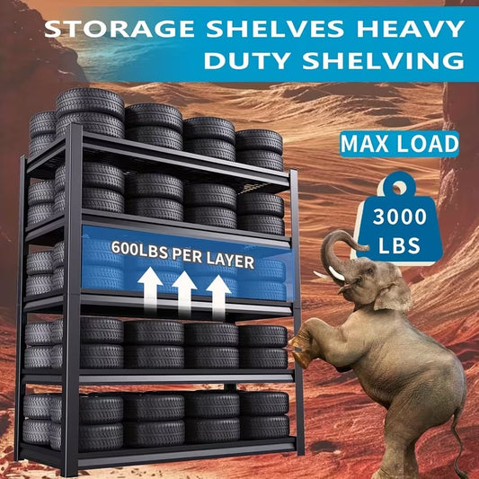 Industrial Storage Rack| Engineered for 3000 lb heavy loads| Double-layer columns prevent bending and sway | 63"H  Assembles boltless in ten minutes| LIMITED TIME OFFER| Free Delivery(Only 12 left at this price)