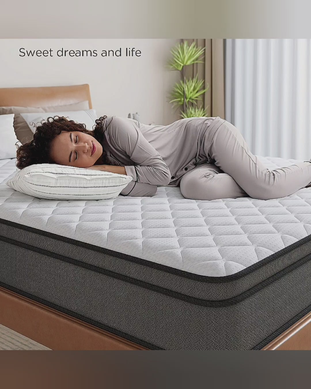 Medium Firm Pocket Coil Mattress, Storage Shelve USA.