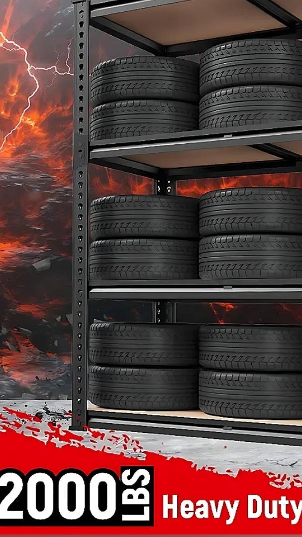 Heavy Duty 4-Tier Shelving Unit – 2000 lbs Capacity, Adjustable Garage & Pantry Rack, 59.8”H x 40”W x 19.7”D, Black Steel – 50% Off