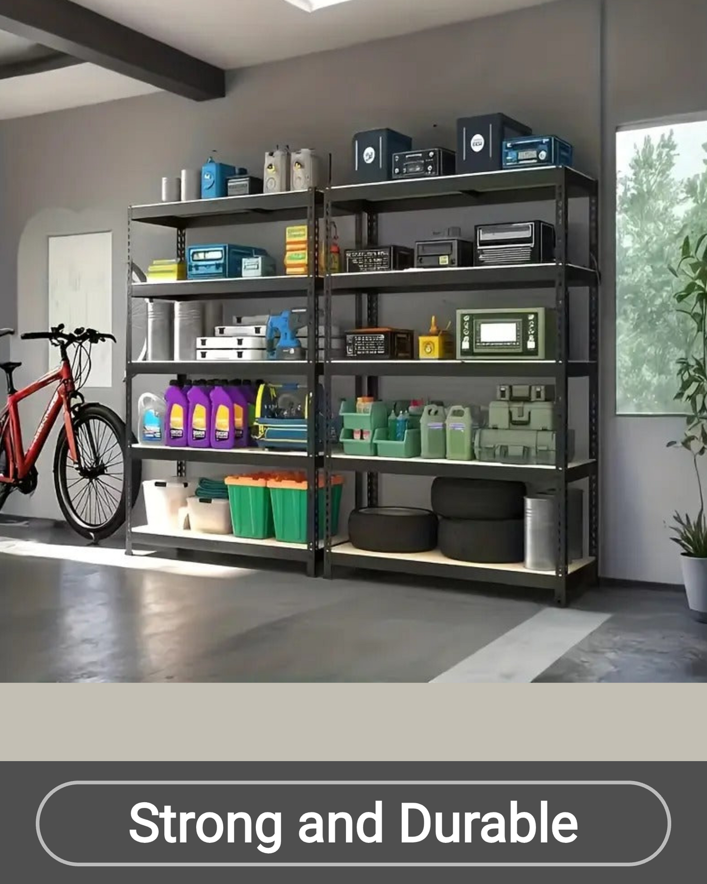 Big Sale! Heavy-Duty 5-Tier Metal Shelving Unit - 2000 Lbs Capacity, Adjustable Freestanding Garage Storage Rack | Easy Assembly, Powder-Coated Frame (60" H x 28" W x 12" D)