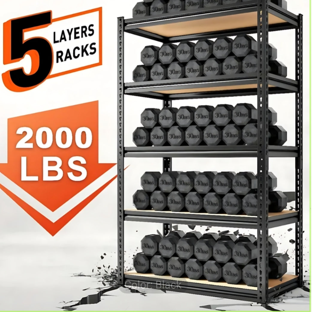 Big Sale! Heavy-Duty 5-Tier Metal Shelving Unit - 2000 Lbs Capacity, Adjustable Freestanding Garage Storage Rack | Easy Assembly, Powder-Coated Frame (60" H x 28" W x 12" D)