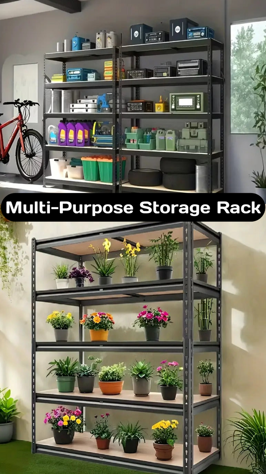 Heavy Duty 5-Tier Metal Shelving Unit – 2000 lbs Garage Storage Rack (Black Powder-Coated, 60” H)