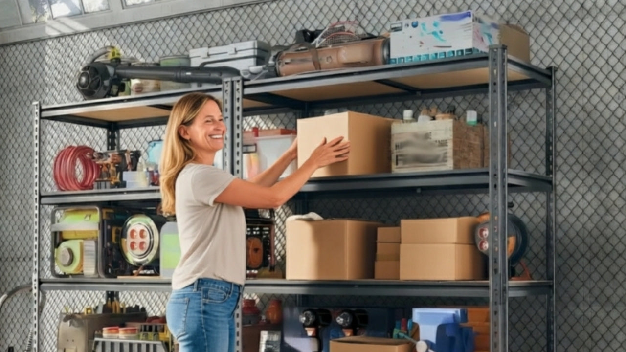Heavy-Duty 5-Tier Metal Shelving Unit - 2000 Lbs Capacity, Adjustable Freestanding Garage Storage Rack | Easy Assembly, Powder-Coated Frame (60" H x 28" W x 12" D)|Basement, Pantry, Utility