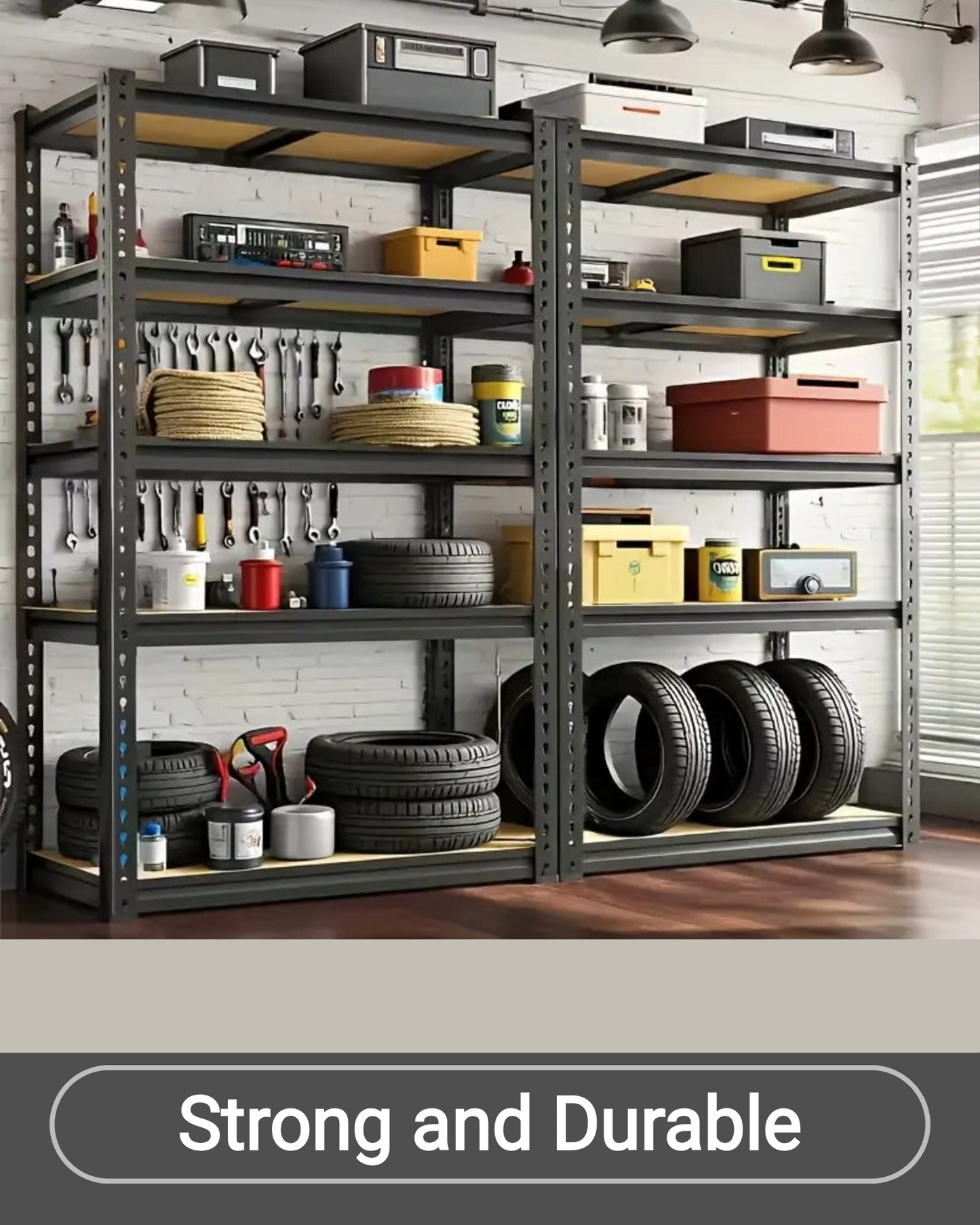 Big Sale! Heavy-Duty 5-Tier Metal Shelving Unit - 2000 Lbs Capacity, Adjustable Freestanding Garage Storage Rack | Easy Assembly, Powder-Coated Frame (60" H x 28" W x 12" D)