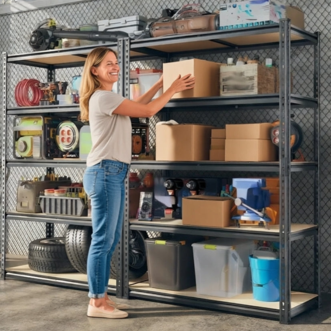 Big Sale! Heavy-Duty 5-Tier Metal Shelving Unit - 2000 Lbs Capacity, Adjustable Freestanding Garage Storage Rack | Easy Assembly, Powder-Coated Frame (60" H x 28" W x 12" D)