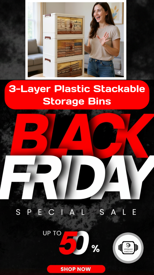 3-Layer Plastic Stackable Storage Bins with Wheels, Transparent Front Organizer for Clothes, Toys & Home Use (87×49×32cm)|50% OFF
